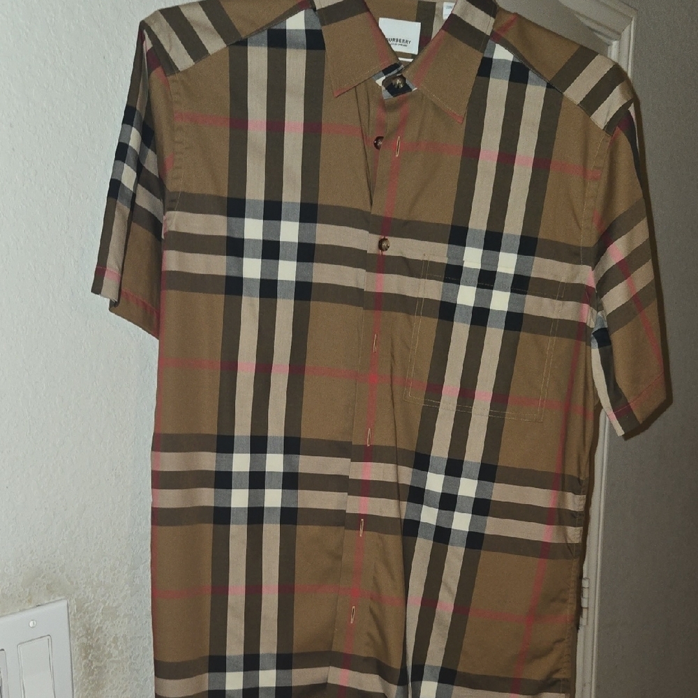 Burberry Casual Button Down Shirt in Brown and Black